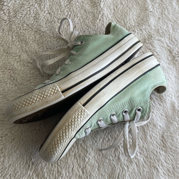 Converse low top mint green aqua canvas lace up sneakers - Picture 4 of 11
